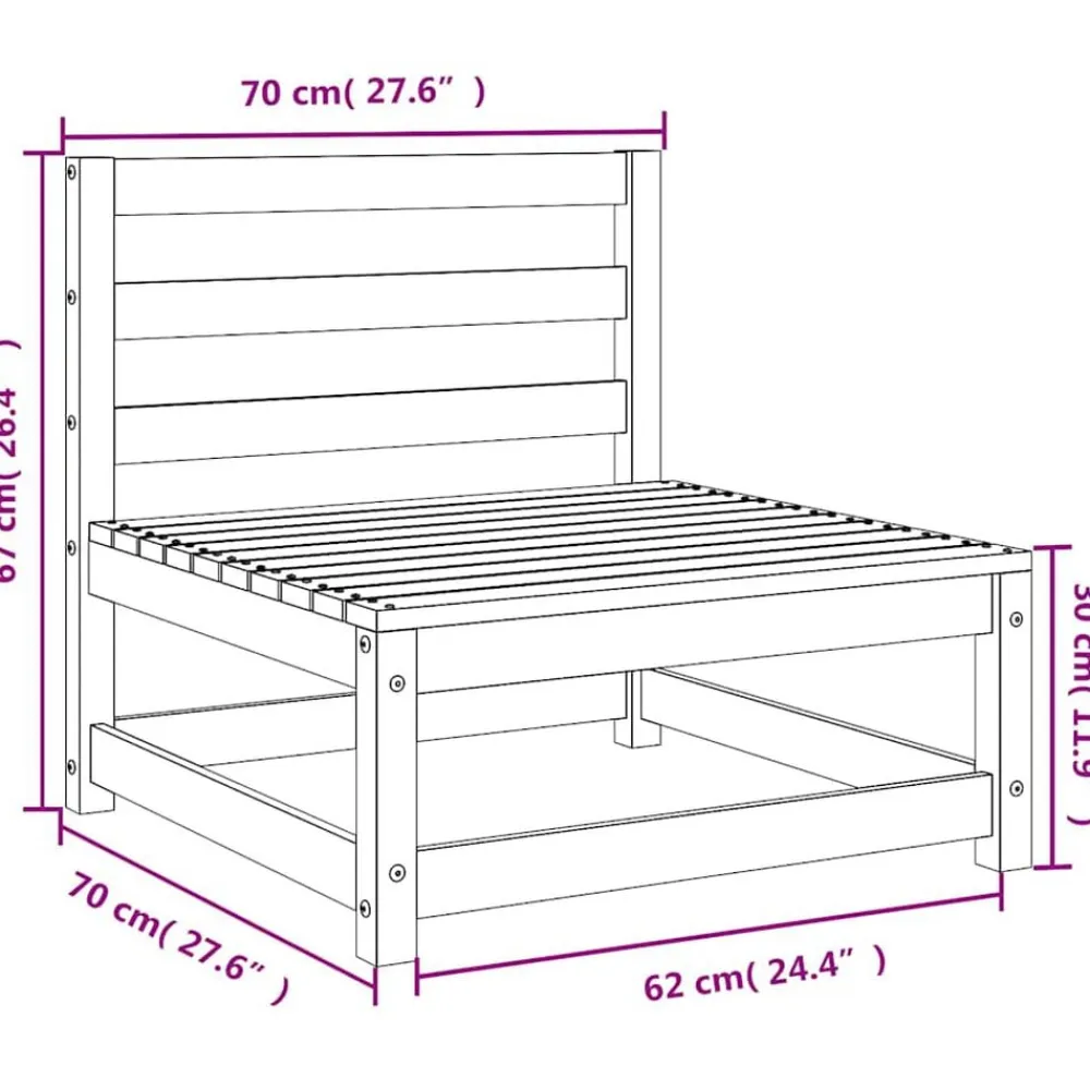 vidaXL Muebles De Jardín-Sofá jardín sin reposabrazos madera pino impregnada 70x70x67 cm