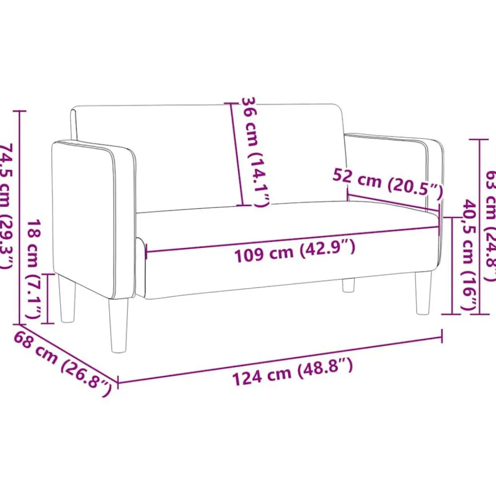 vidaXL Sofás-Sofá Loveseat 109 cm tejido de pana