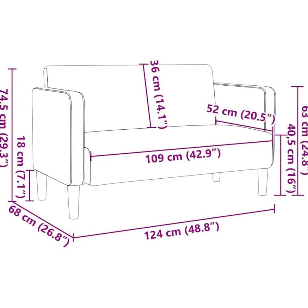 vidaXL Sofás-Sofá Loveseat 109 cm tejido de pana