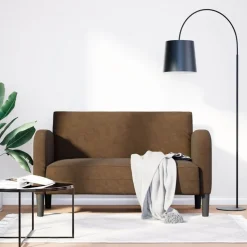 vidaXL Sofás-Sofá Loveseat Marrón 110 cm Cuero Sintético