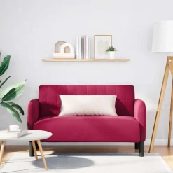 vidaXL Sofás-Sofá Loveseat rojo vino 109 cm terciopelo