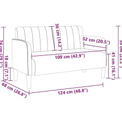 vidaXL Sofás-Sofá Loveseat rojo vino 109 cm terciopelo