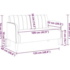 vidaXL Sofás-Sofá Loveseat Terciopelo 109 cm