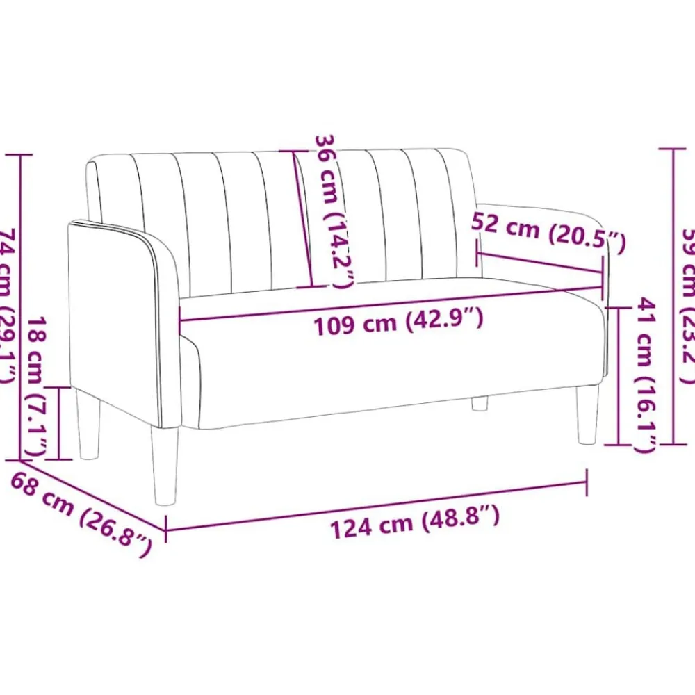 vidaXL Sofás-Sofá Loveseat Terciopelo 109 cm