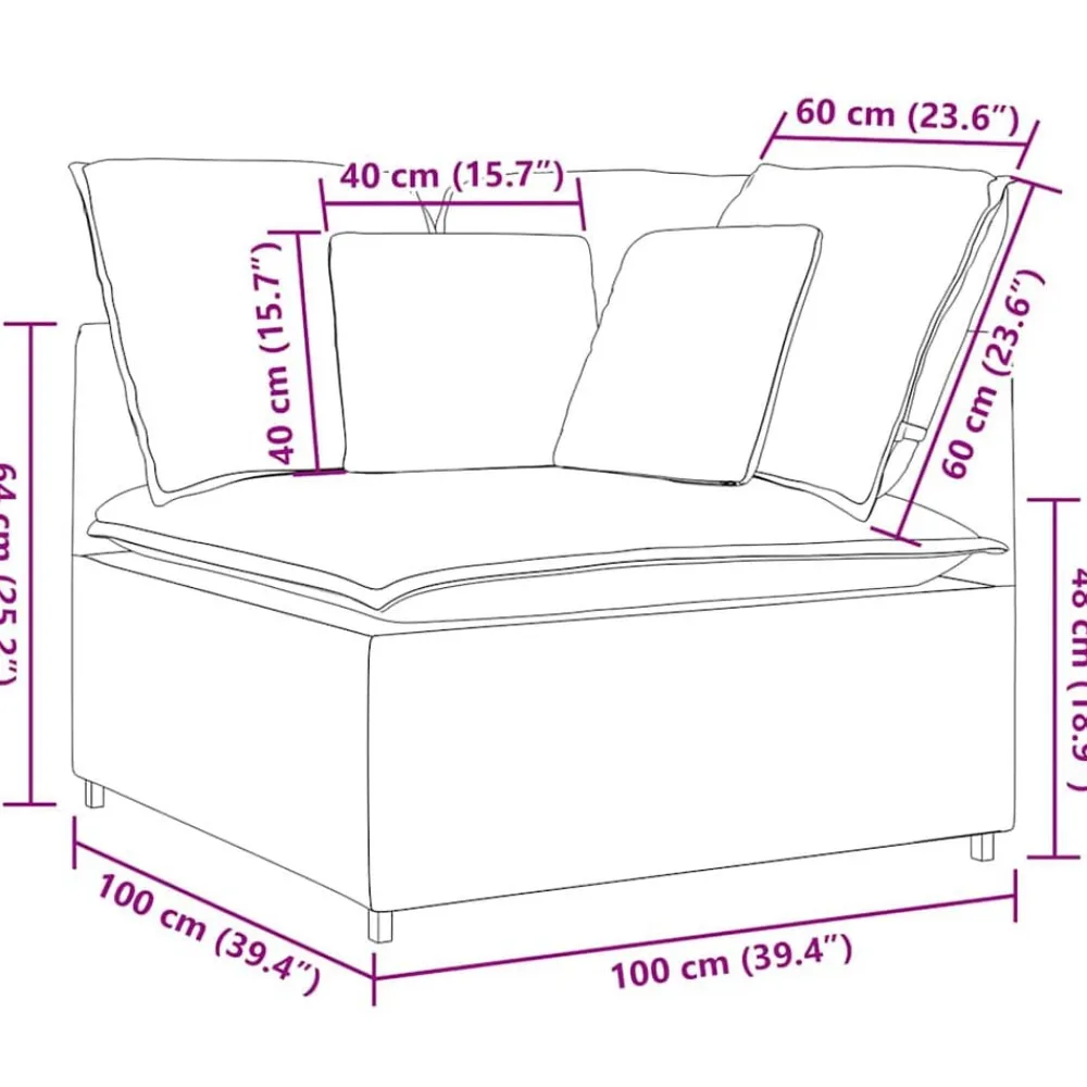 vidaXL Accesorios Para Sofás-Sofá modular de esquina con cojines 100 cm