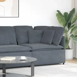 vidaXL Sofá modular de esquina con cojines 100 cm Gris oscuro