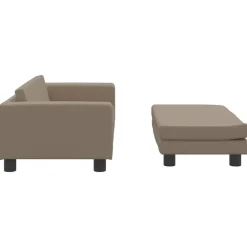 vidaXL Sofá niños y reposapiés cuero sintético 100x50x30 cm Capuchino Discount