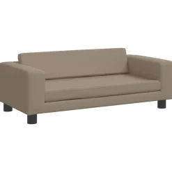 vidaXL Sofá niños y reposapiés cuero sintético 100x50x30 cm Capuchino Discount