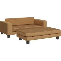 vidaXL Sofá para niños con reposapiés terciopelo marrón 100x50x30 cm Marrón New