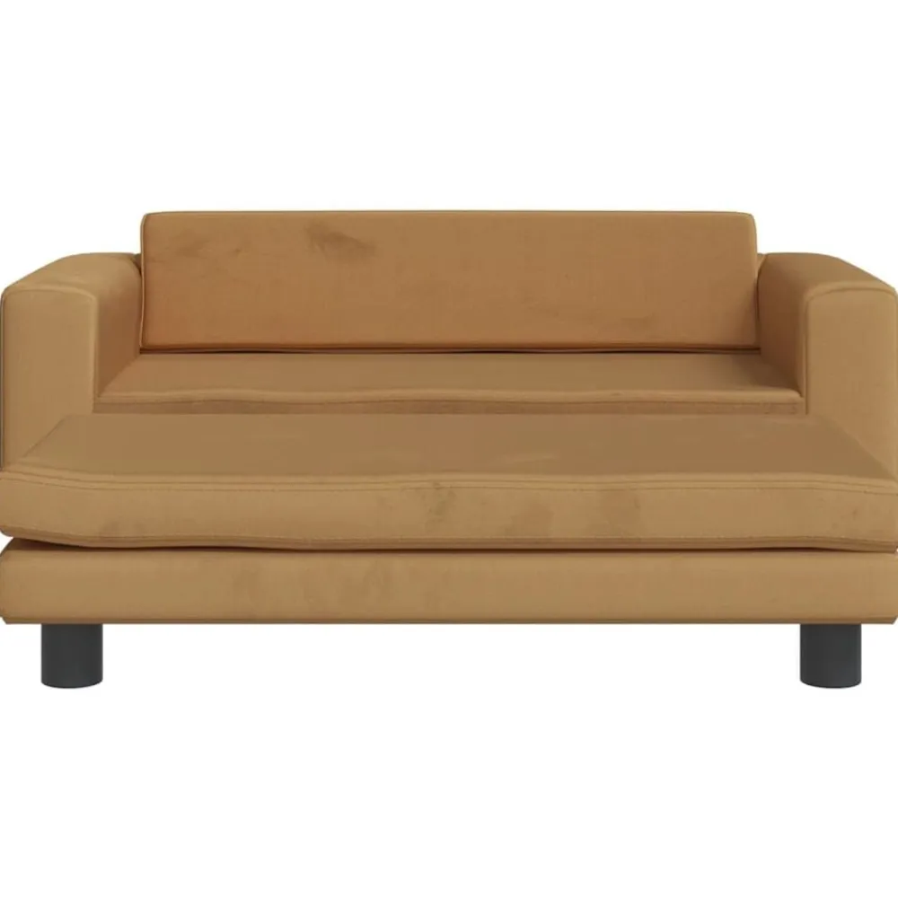 vidaXL Sofá para niños con reposapiés terciopelo marrón 100x50x30 cm Marrón New