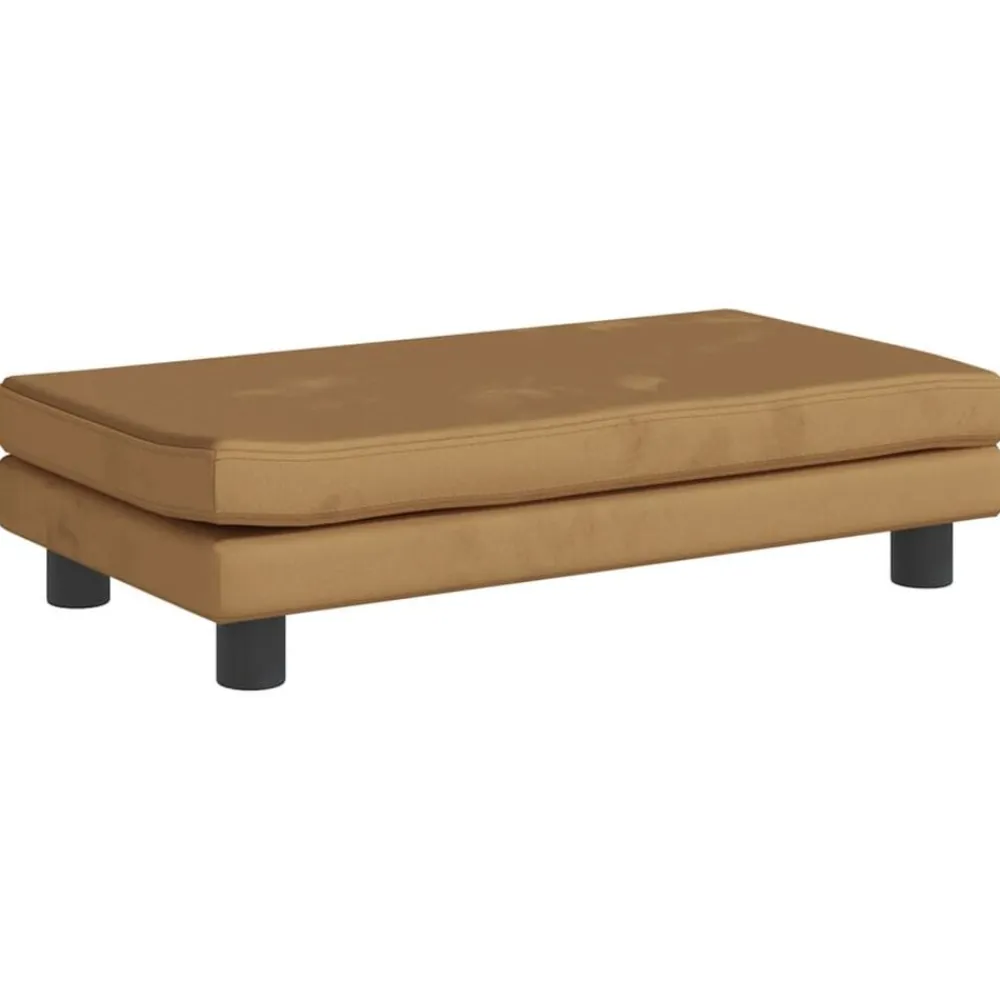 vidaXL Sofá para niños con reposapiés terciopelo marrón 100x50x30 cm Marrón New