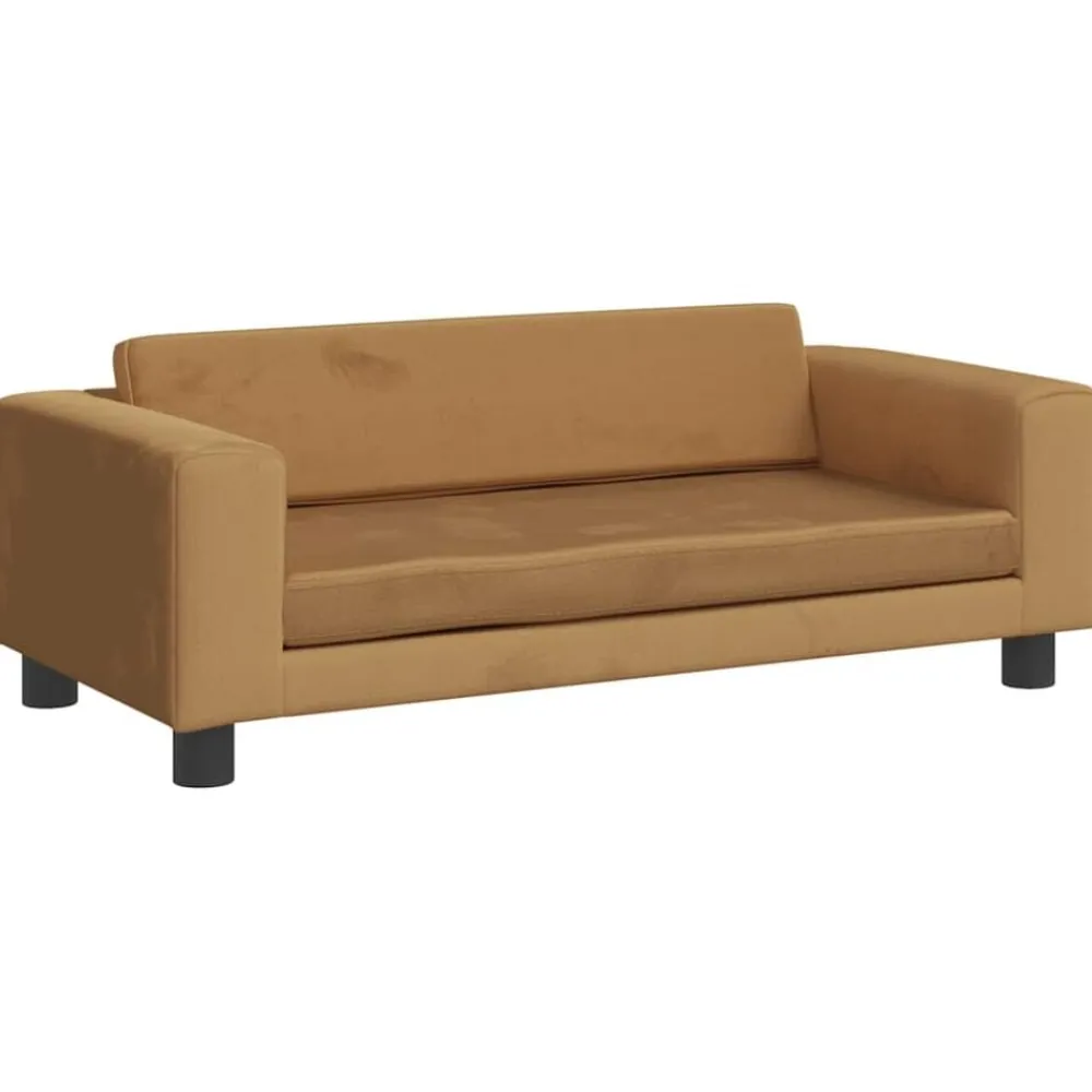 vidaXL Sofá para niños con reposapiés terciopelo marrón 100x50x30 cm Marrón New