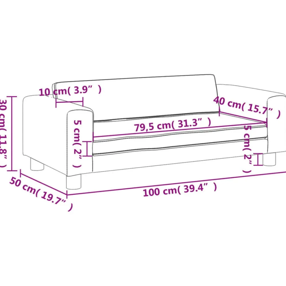 vidaXL Sofá para niños con reposapiés terciopelo marrón 100x50x30 cm Marrón New