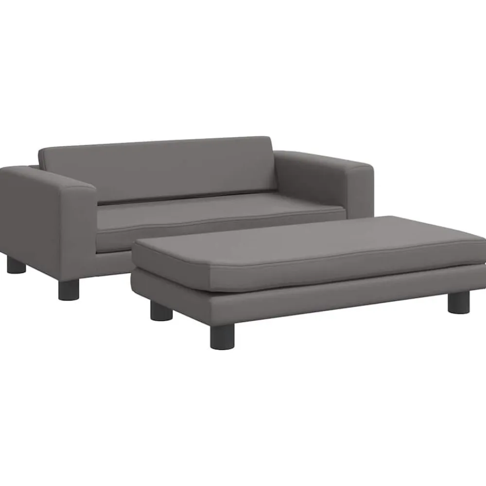 Niños vidaXL Mobiliario Para Bebés Y Niños Pequeños-Sofá para niños con reposapiés cuero sintético 100x50x30cm