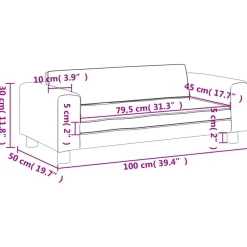 Niños vidaXL Mobiliario Para Bebés Y Niños Pequeños-Sofá para niños con reposapiés cuero sintético 100x50x30cm