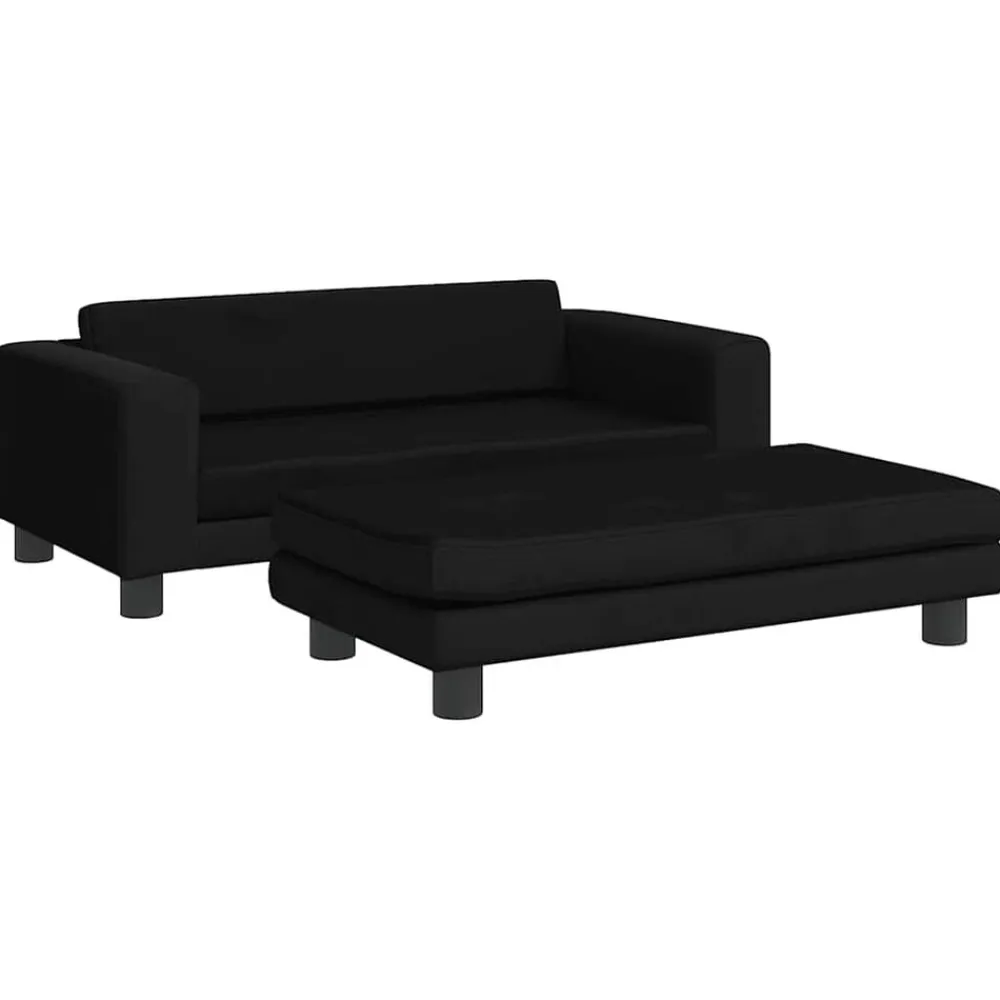 vidaXL Sofá para niños con reposapiés terciopelo 100x50x30 cm Negro Online