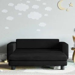 vidaXL Sofá para niños con reposapiés terciopelo 100x50x30 cm Negro Online