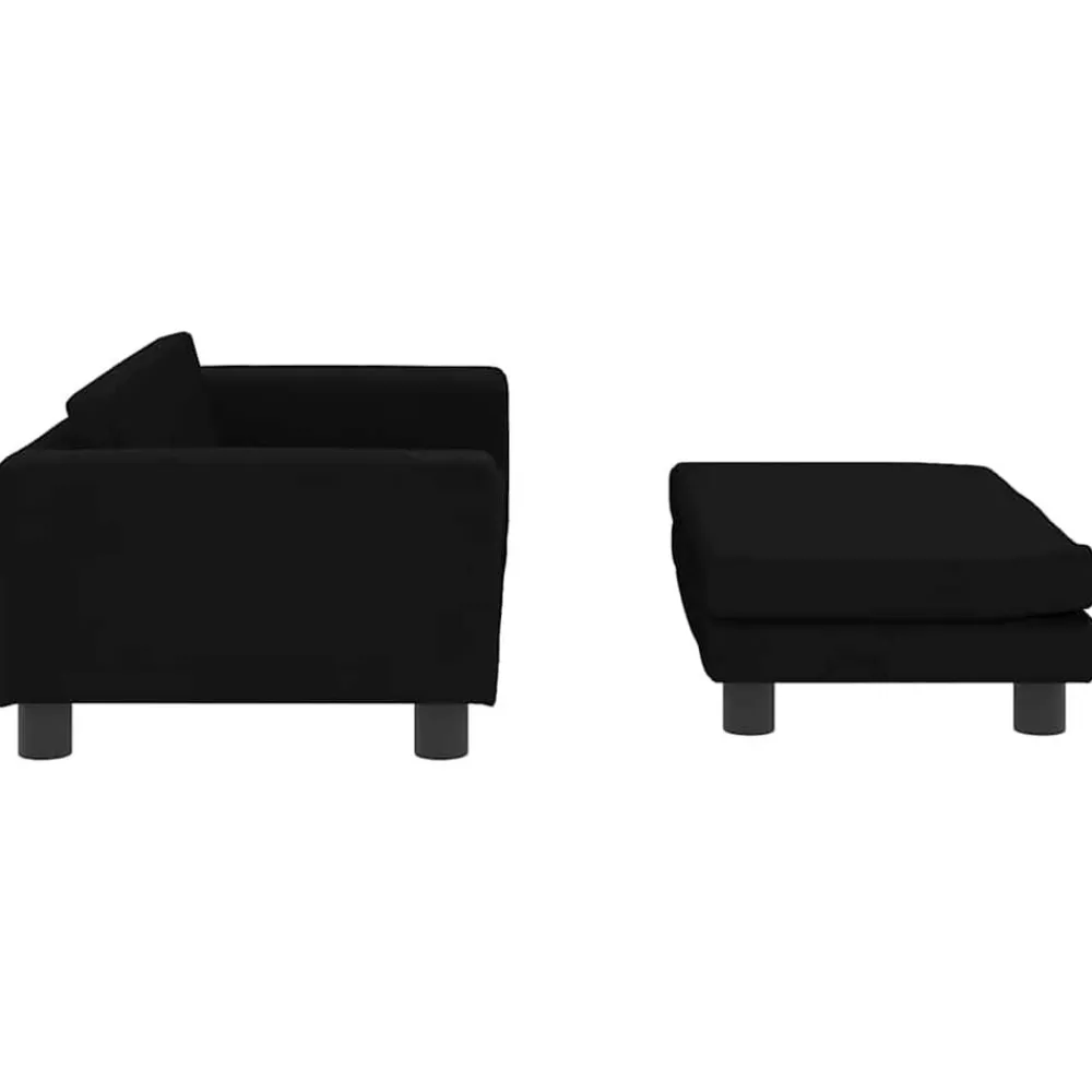 vidaXL Sofá para niños con reposapiés terciopelo 100x50x30 cm Negro Online