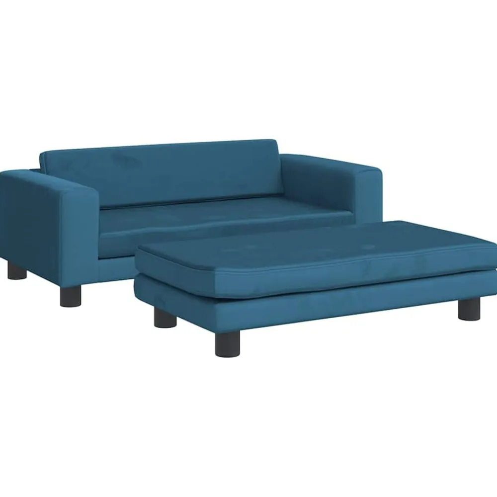 vidaXL Sofá para niños con reposapiés terciopelo 100x50x30 cm Azul Online
