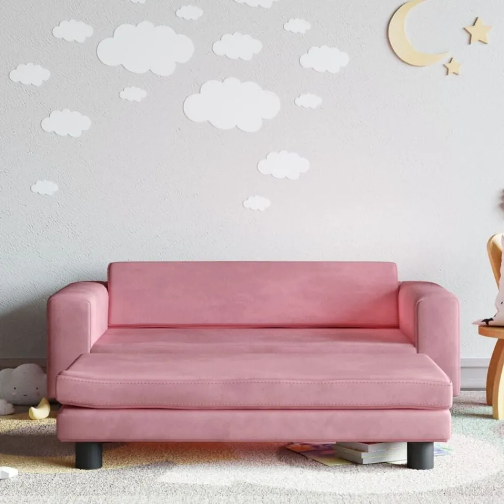 Niños vidaXL Mobiliario Para Bebés Y Niños Pequeños-Sofá para niños con reposapiés terciopelo 100x50x30 cm