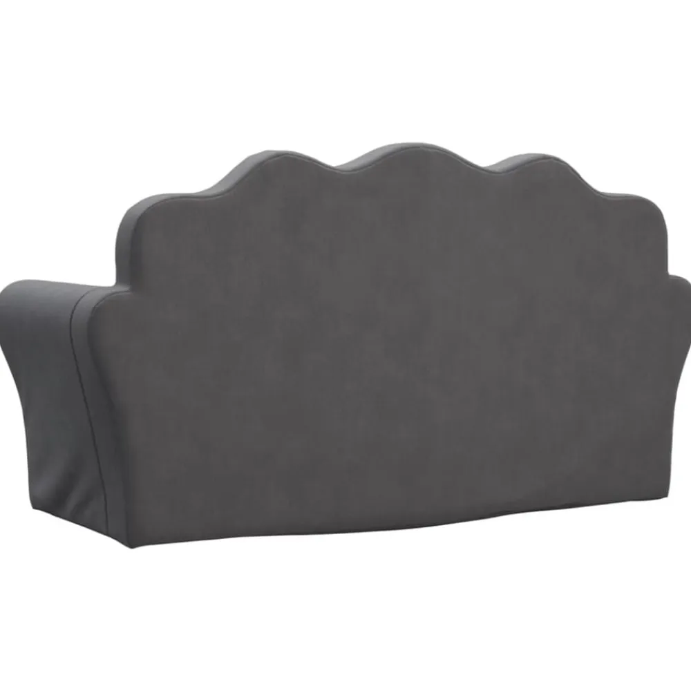 Niños vidaXL Mobiliario Para Bebés Y Niños Pequeños-Sofá para niños de 2 plazas de felpa suave gris