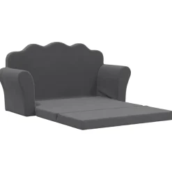 Niños vidaXL Mobiliario Para Bebés Y Niños Pequeños-Sofá para niños de 2 plazas de felpa suave gris
