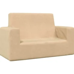 vidaXL Sofá para niños de 2 plazas de felpa suave color Crema Sale
