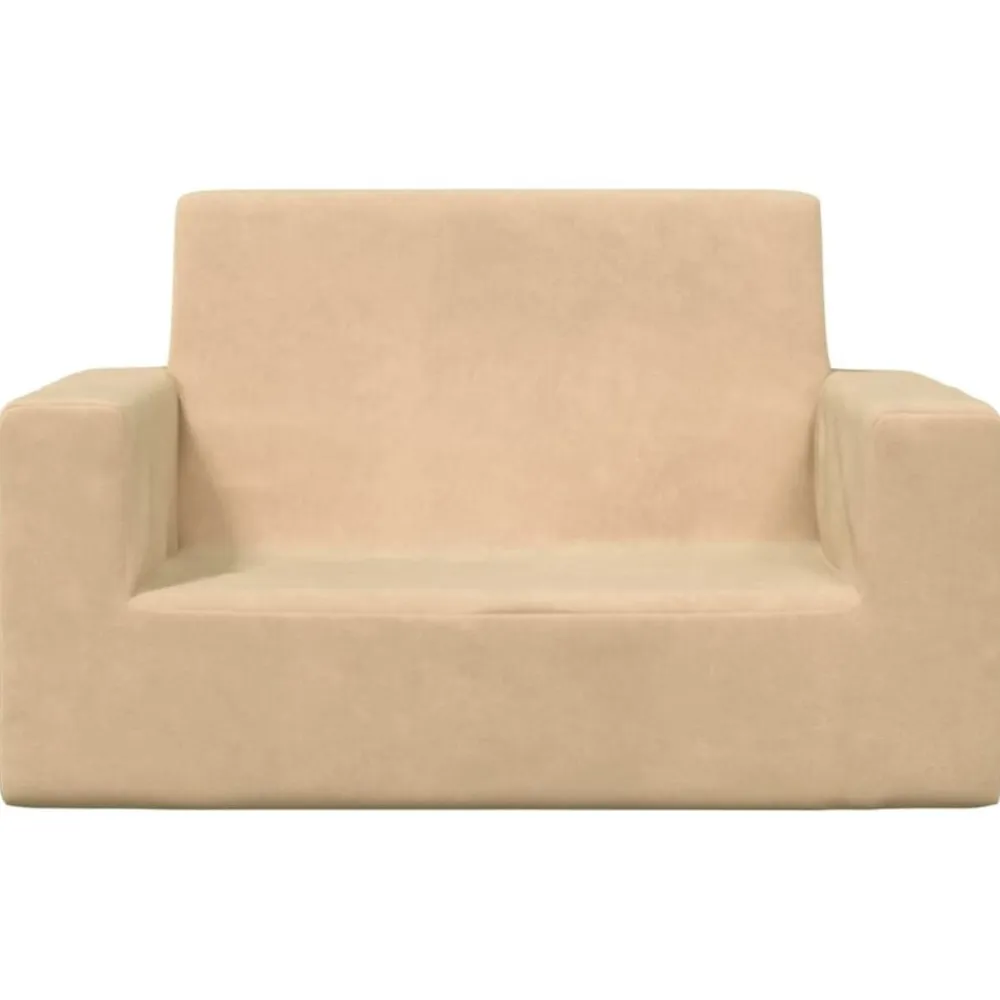 vidaXL Sofá para niños de 2 plazas de felpa suave color Crema Sale