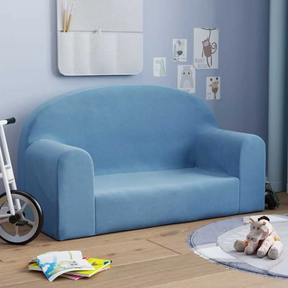 Niños vidaXL Mobiliario Para Bebés Y Niños Pequeños-Sofá para niños de 2 plazas de felpa suave