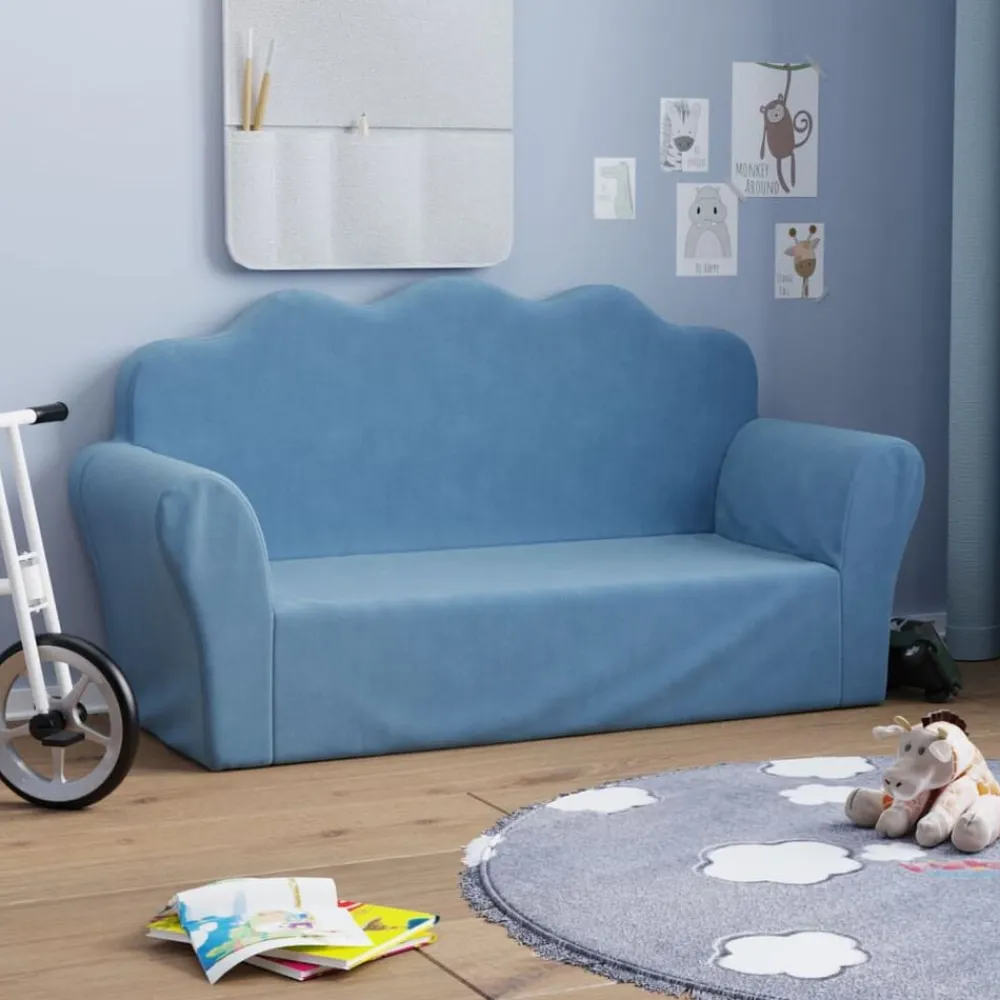 Niños vidaXL Mobiliario Para Bebés Y Niños Pequeños-Sofá para niños de 2 plazas de felpa suave