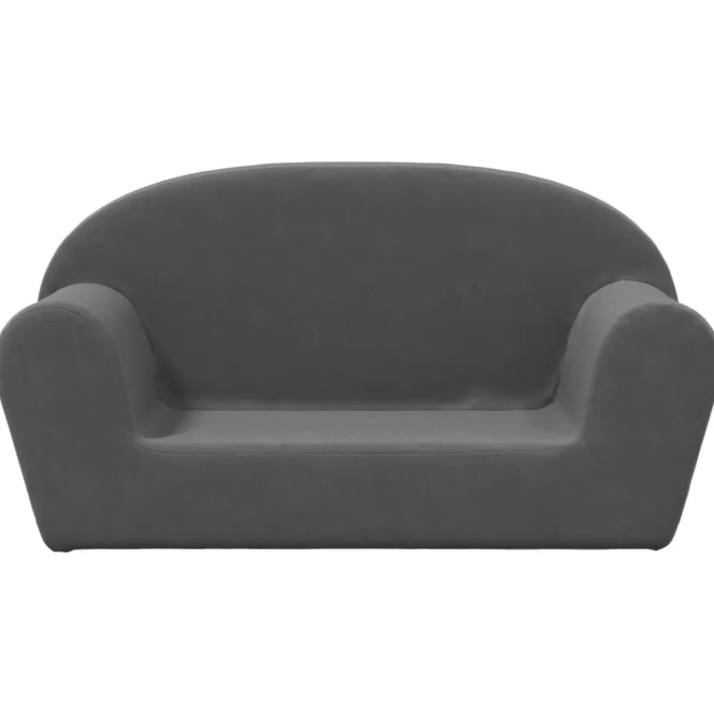 Niños vidaXL Mobiliario Para Bebés Y Niños Pequeños-Sofá para niños de 2 plazas felpa suave gris