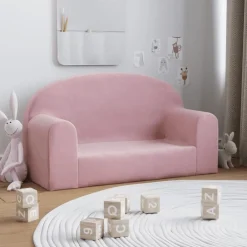 Niños vidaXL Mobiliario Para Bebés Y Niños Pequeños-Sofá para niños de 2 plazas felpa suave