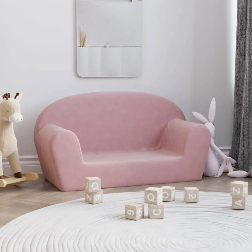 Niños vidaXL Mobiliario Para Bebés Y Niños Pequeños-Sofá para niños de 2 plazas felpa suave