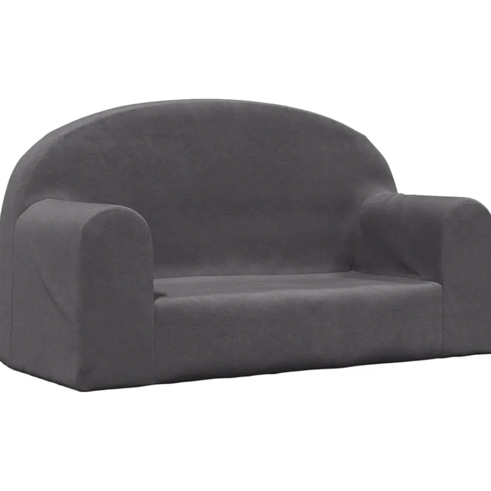 Niños vidaXL Mobiliario Para Bebés Y Niños Pequeños-Sofá para niños de 2 plazas felpa suave gris