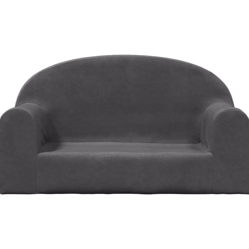 Niños vidaXL Mobiliario Para Bebés Y Niños Pequeños-Sofá para niños de 2 plazas felpa suave gris