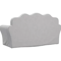 vidaXL Sofá para niños de 2 plazas felpa suave Gris claro New