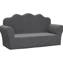 Niños vidaXL Mobiliario Para Bebés Y Niños Pequeños-Sofá para niños de 2 plazas felpa suave gris