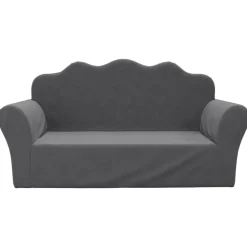 Niños vidaXL Mobiliario Para Bebés Y Niños Pequeños-Sofá para niños de 2 plazas felpa suave gris