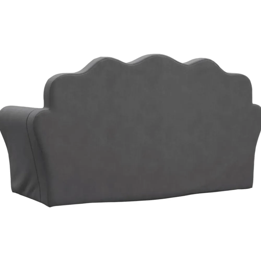 Niños vidaXL Mobiliario Para Bebés Y Niños Pequeños-Sofá para niños de 2 plazas felpa suave gris