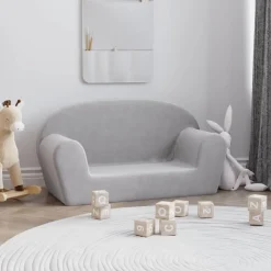 vidaXL Sofá para niños de 2 plazas felpa suave Gris claro Hot