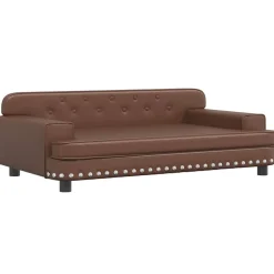 Niños vidaXL Mobiliario Para Bebés Y Niños Pequeños-Sofá para niños de cuero sintético marrón 90x53x30 cm