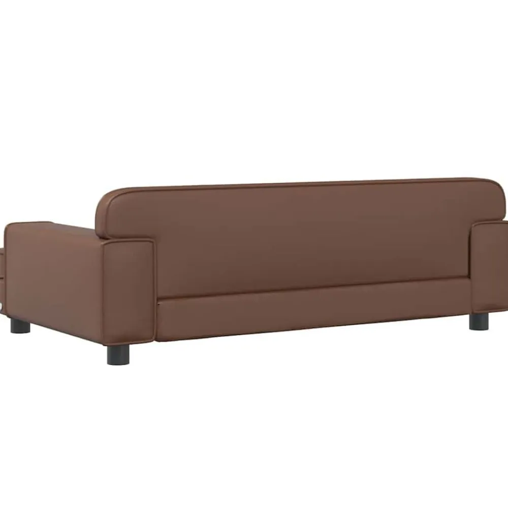 Niños vidaXL Mobiliario Para Bebés Y Niños Pequeños-Sofá para niños de cuero sintético marrón 90x53x30 cm