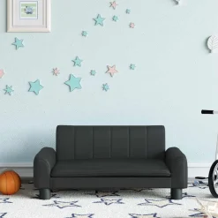 vidaXL Sofá para niños de cuero sintético 70x45x30 cm Negro Discount