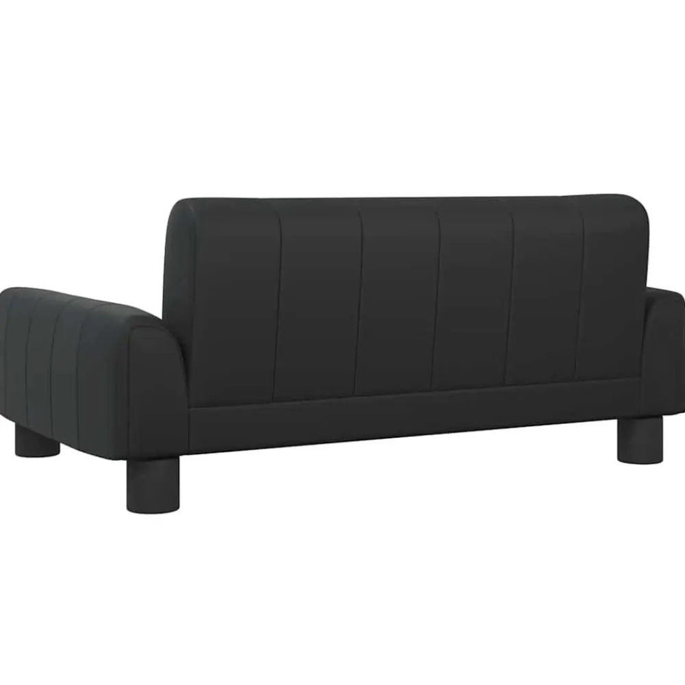 vidaXL Sofá para niños de cuero sintético 70x45x30 cm Negro Discount