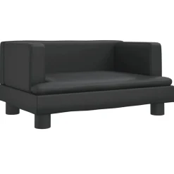 vidaXL Sofá para niños de cuero sintético 60x40x30 cm Negro