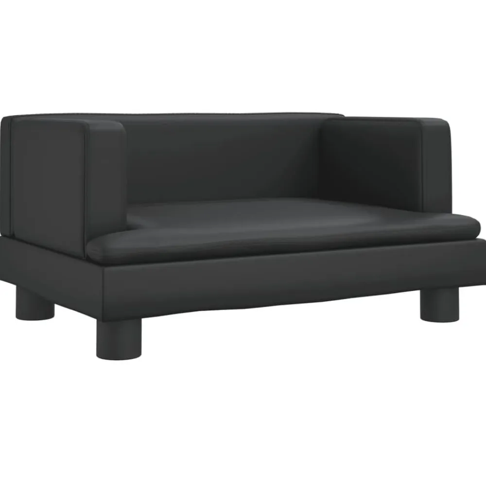 vidaXL Sofá para niños de cuero sintético 60x40x30 cm Negro