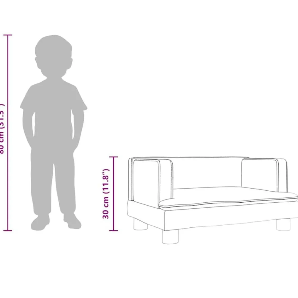 vidaXL Sofá para niños de cuero sintético 60x40x30 cm Negro