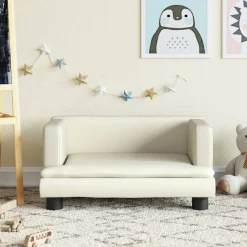 Niños vidaXL Mobiliario Para Bebés Y Niños Pequeños-Sofá para niños de cuero sintético 60x40x30 cm