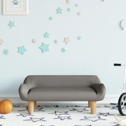 Niños vidaXL Mobiliario Para Bebés Y Niños Pequeños-Sofá para niños de tela gris 70x40x24 cm