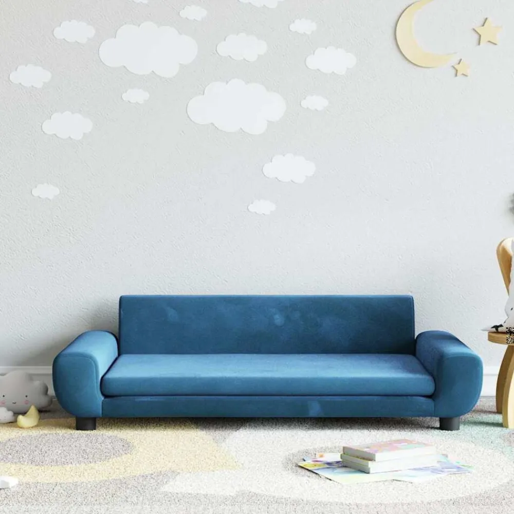 vidaXL Sofá para niños de terciopelo 100x54x33 cm Azul Hot